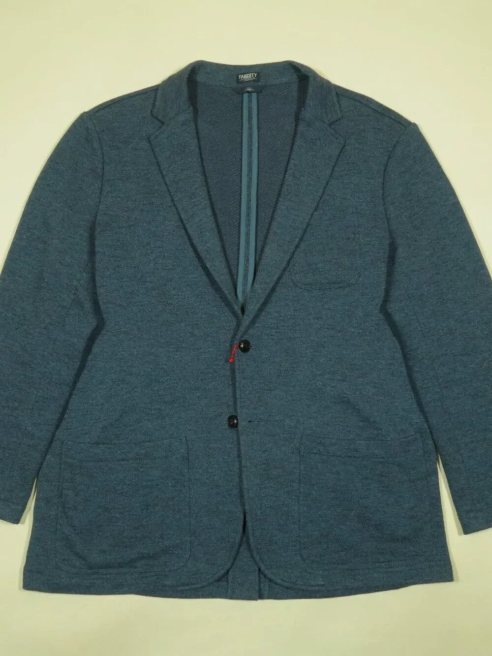 Faherty Inlet Knit Blue Melange Blazer Mens XL Blue Unstructured Sport Coat